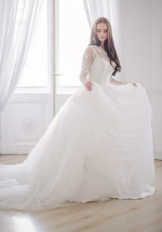 Свадебное платье С53221. С пышной юбкой, длинное со шлейфом.