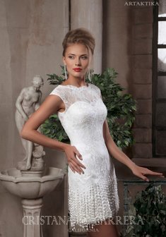 Свадебное платье Artaktika-«57276. С прямой юбкой, короткое без шлейфа.
